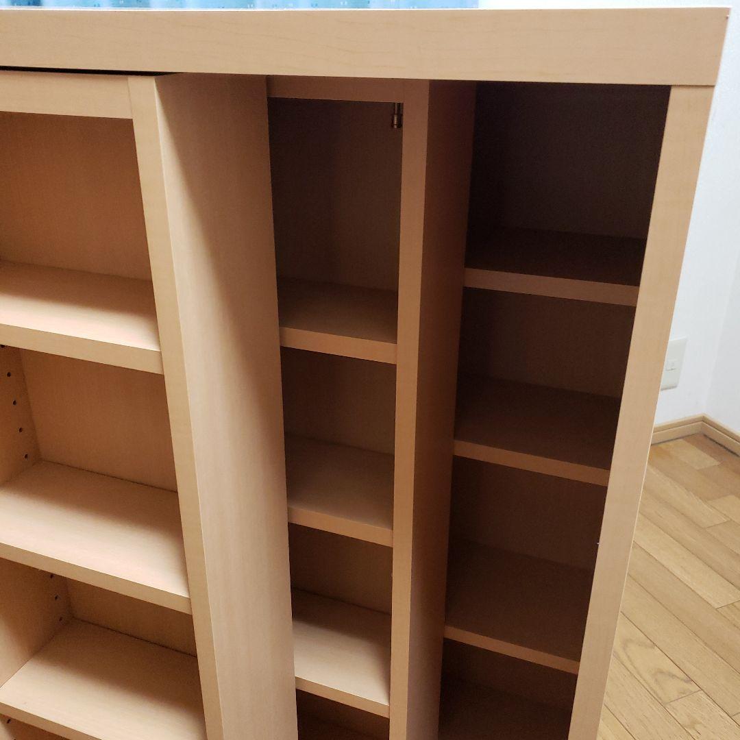 【アンティーク】スライド式本箱　3列