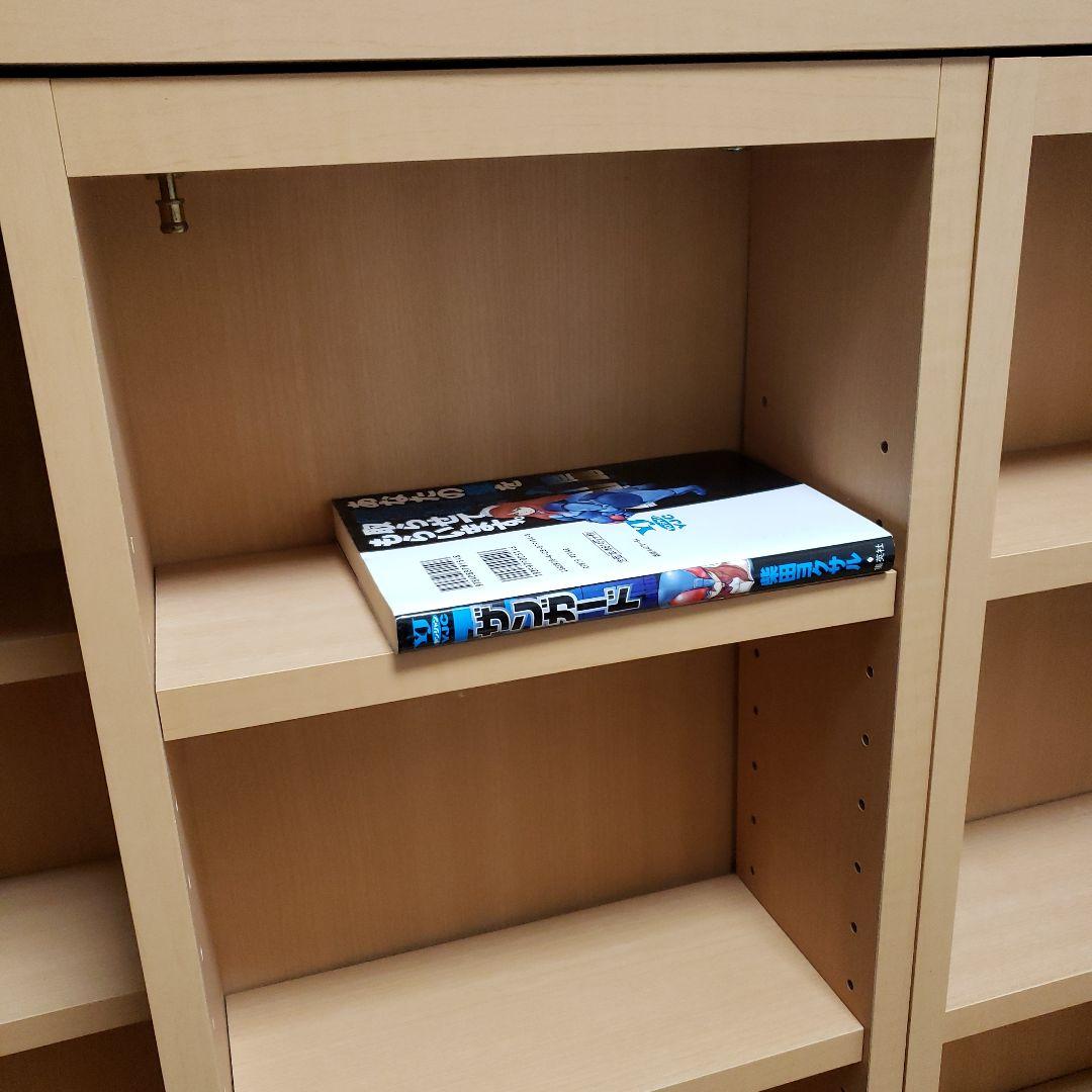 【アンティーク】スライド式本箱　3列