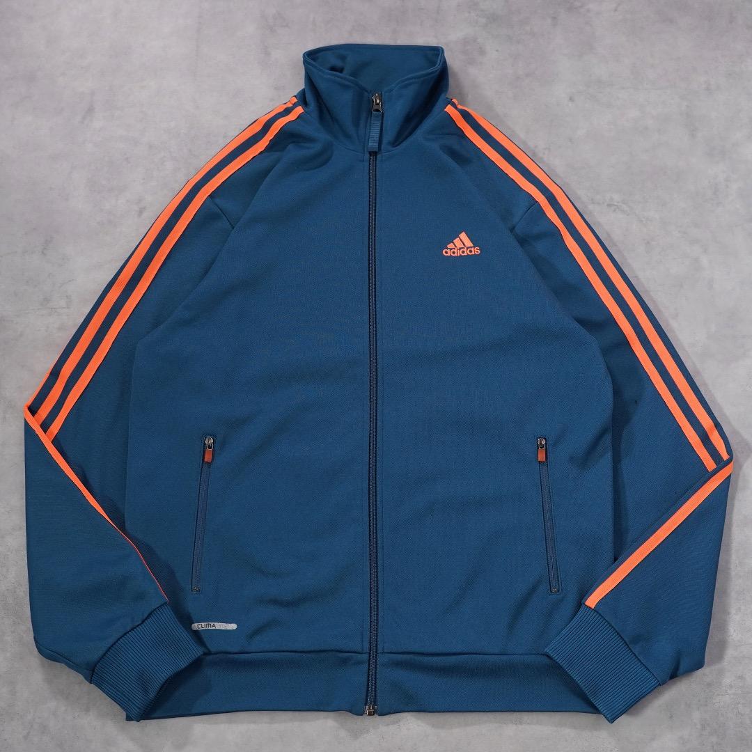 adidas アディダス トラックジャケット 古着 L 青 オレンジ 18274
