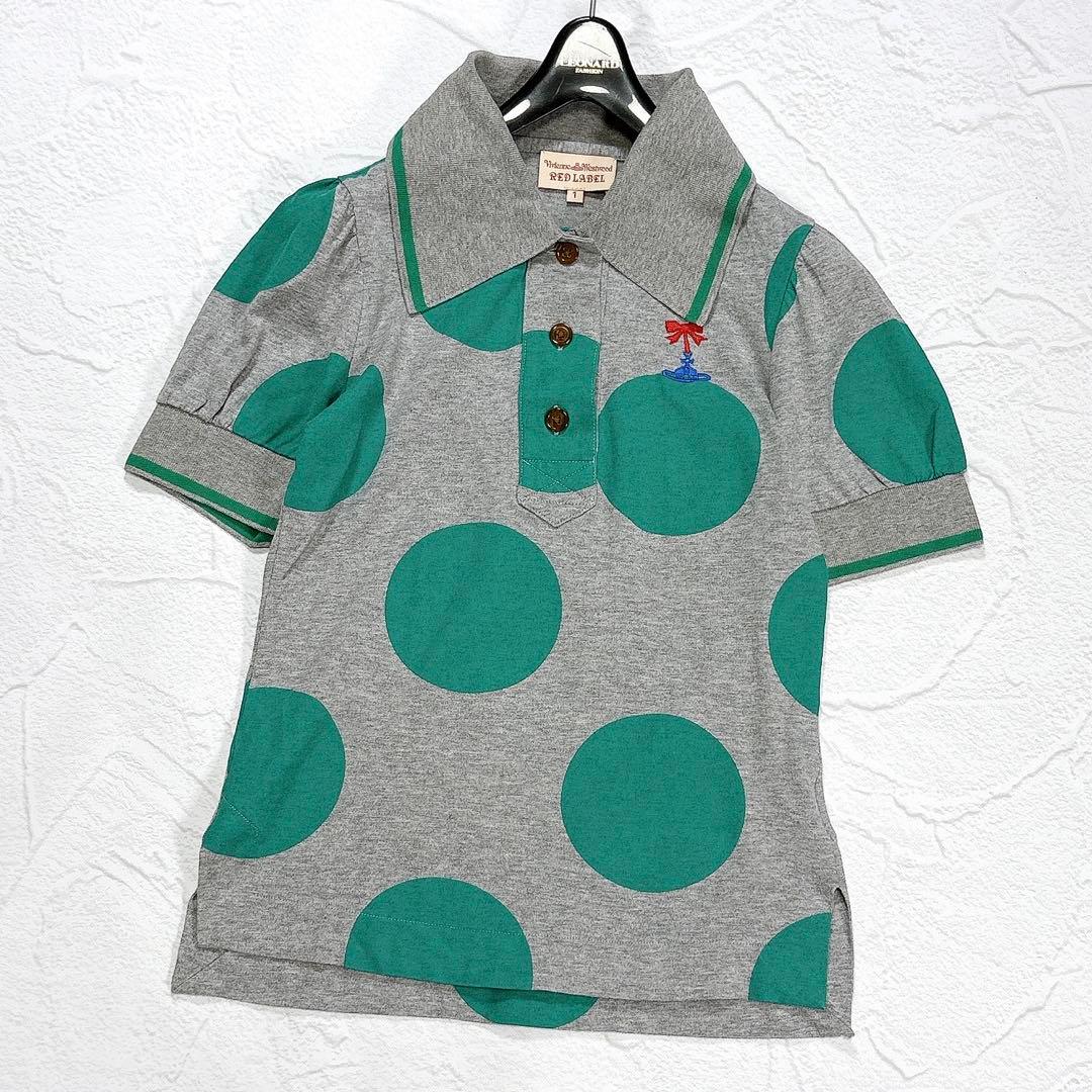 ヴィヴィアンウエストウッド ポロシャツ リボンオーブ 刺繍 ドット パフスリーブ