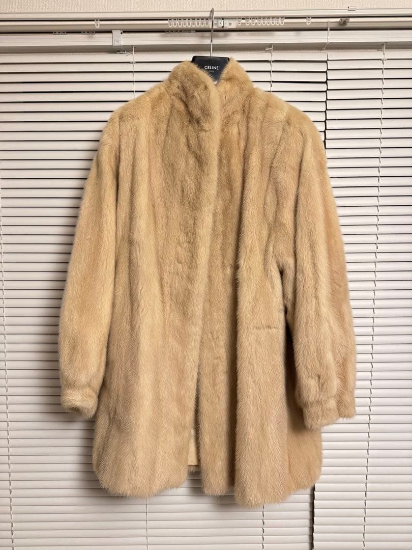 裾幅150 着丈86 ヴィンテージ　ミンク　ベージュ　高級　ロングコート　毛皮