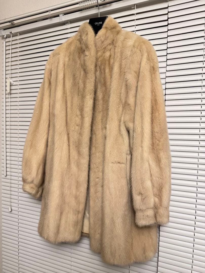 裾幅150 着丈86 ヴィンテージ　ミンク　ベージュ　高級　ロングコート　毛皮