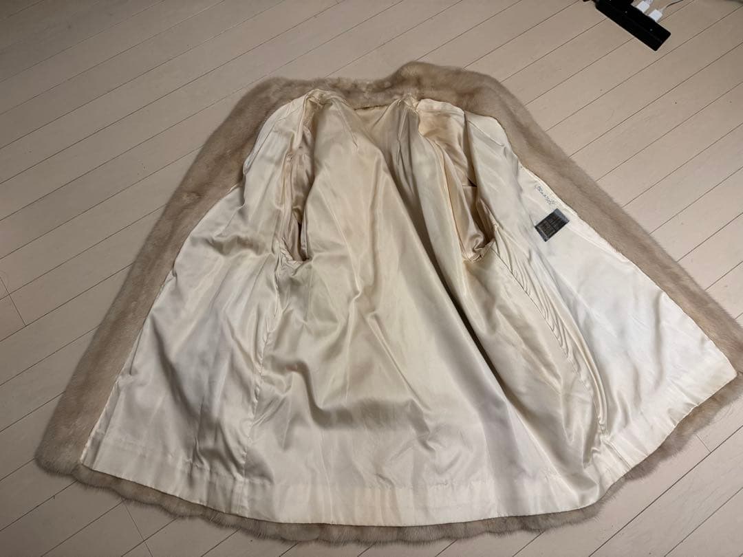 裾幅150 着丈86 ヴィンテージ　ミンク　ベージュ　高級　ロングコート　毛皮