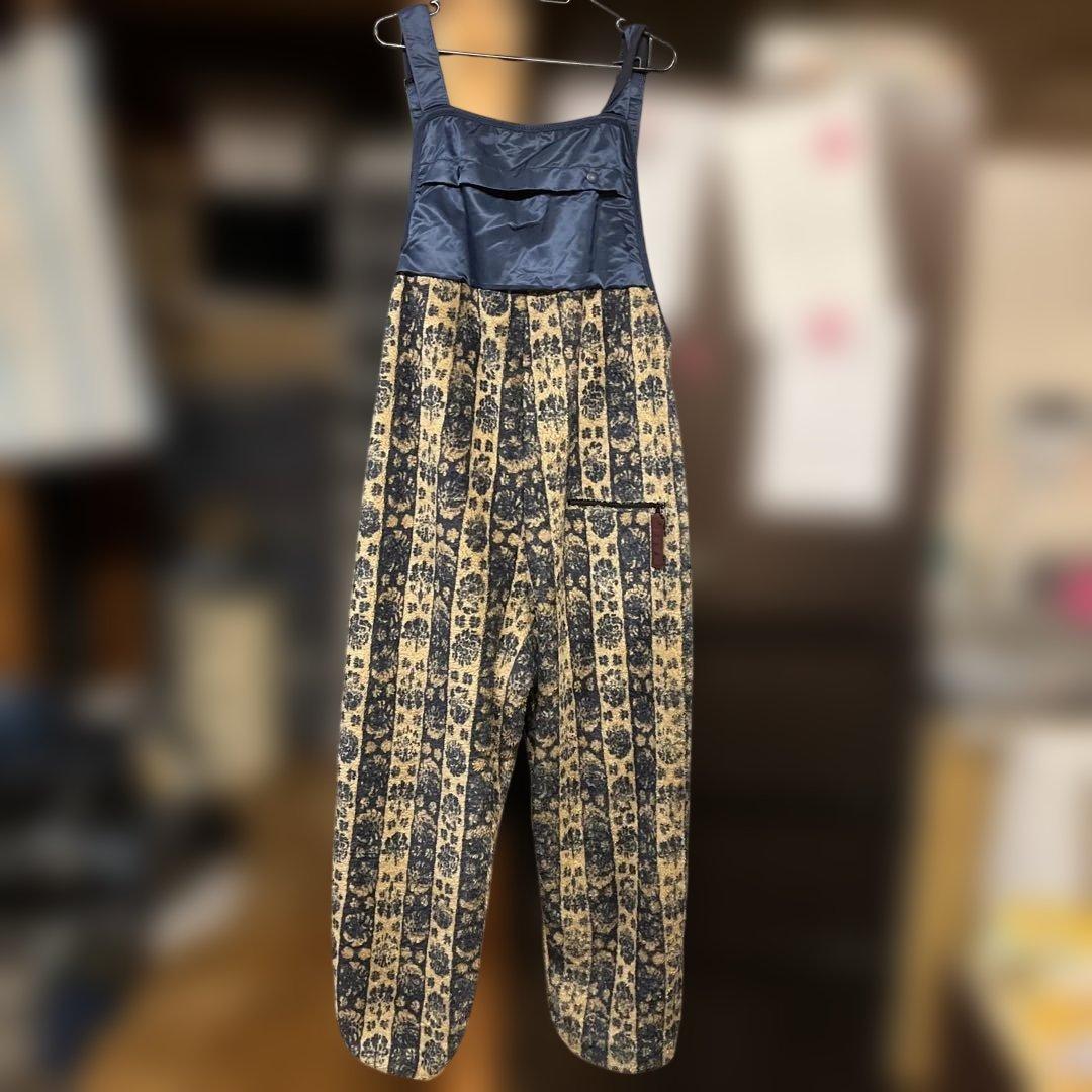 KAPITAL キャピタル ダマスクストライプ柄 フリース　オーバーオール L