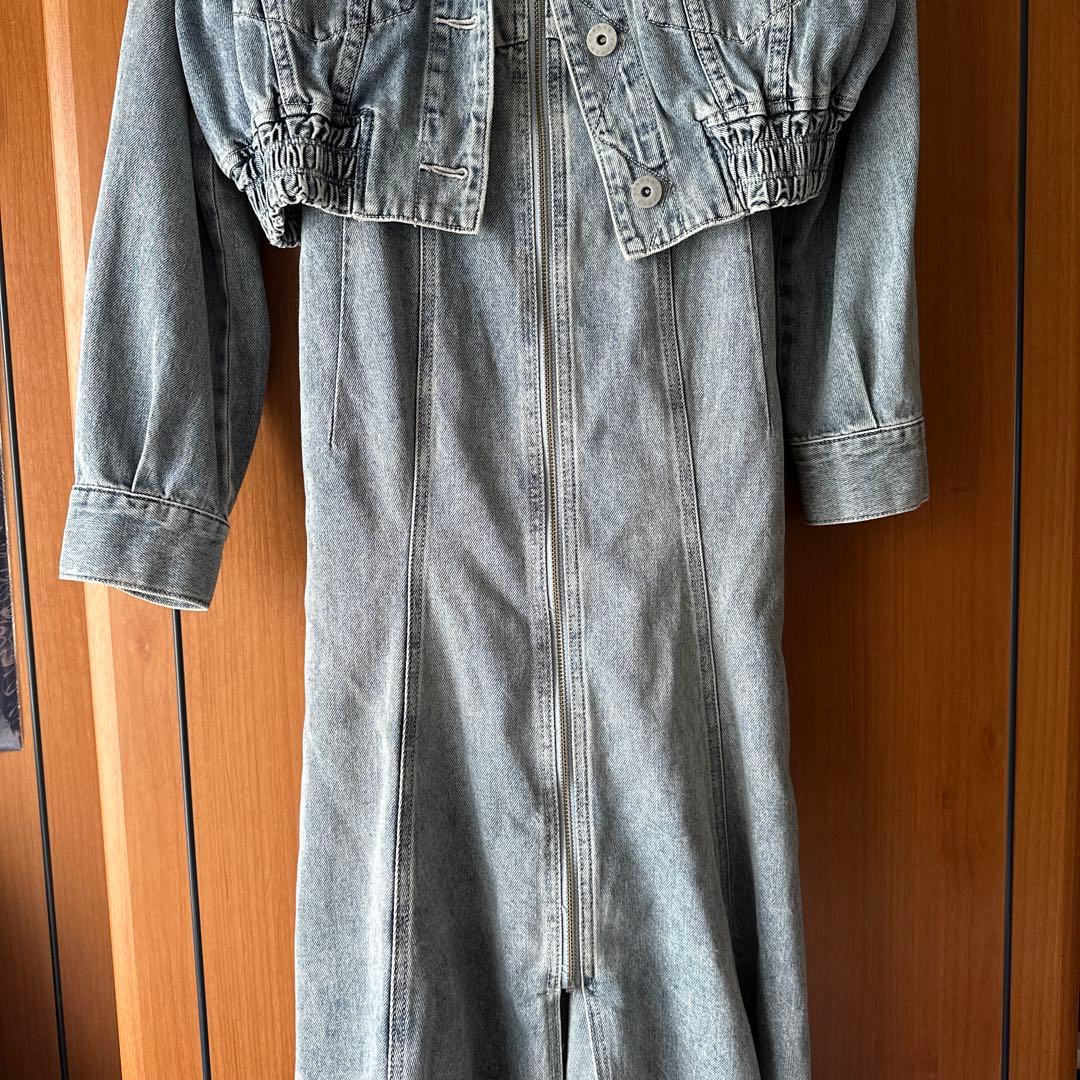 rienda コルセットラインマーメイドデニムワンピース デニムジャケット