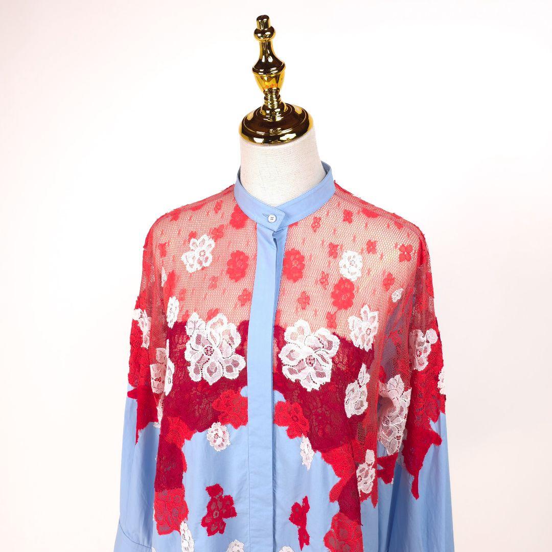 新品 ヴァレンティノ フラワーレース切替 シャツ ブラウス 米倉涼子 40 刺繍