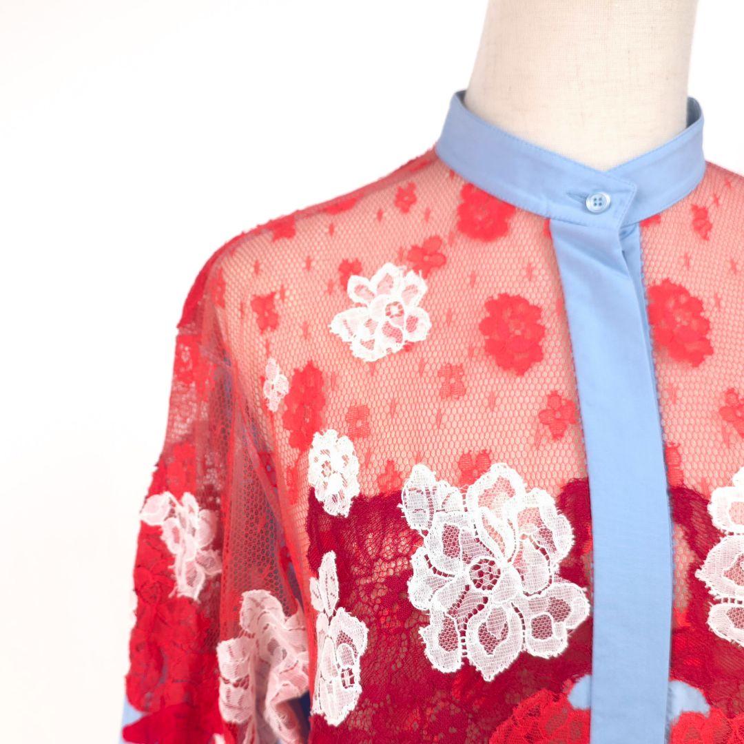 新品 ヴァレンティノ フラワーレース切替 シャツ ブラウス 米倉涼子 40 刺繍