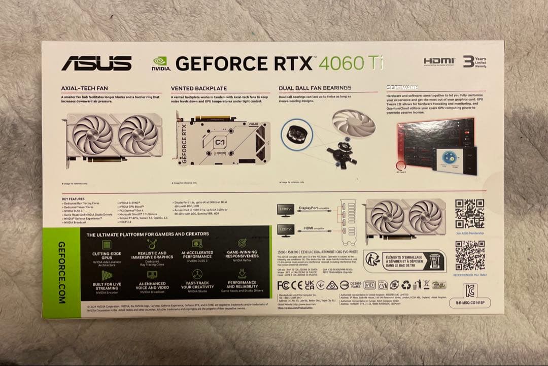 グラフィックボード・グラボ・ビデオカード GeForce RTX 4060 Ti 8GB GDDR6 White