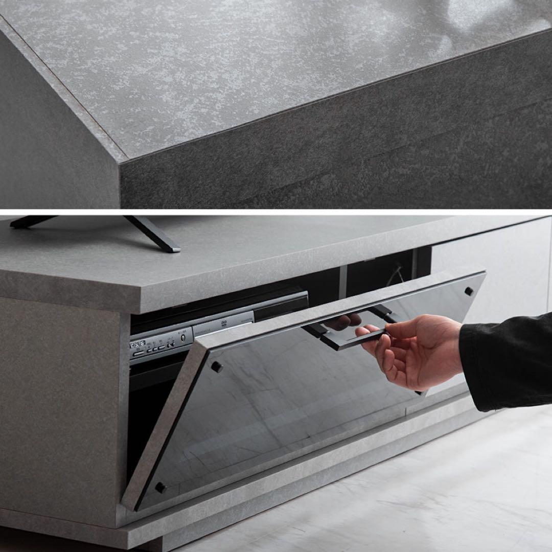 テレビ台 幅150cm 国産 収納 稼働棚 北欧ロータイプ　セラミックグレー