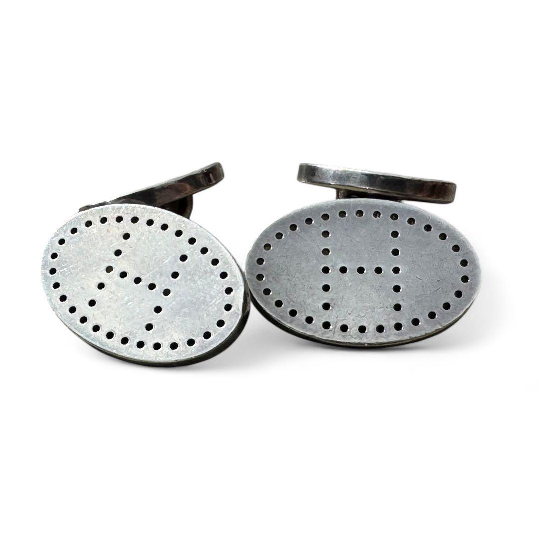 美品　エルメス　カフス　カフリンクス　エヴリン　エクリプス　Hロゴ　シルバー