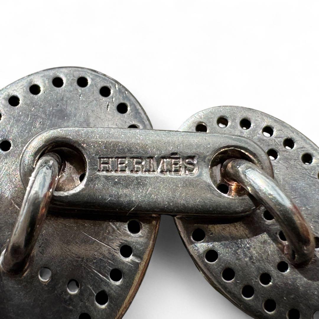 美品　エルメス　カフス　カフリンクス　エヴリン　エクリプス　Hロゴ　シルバー