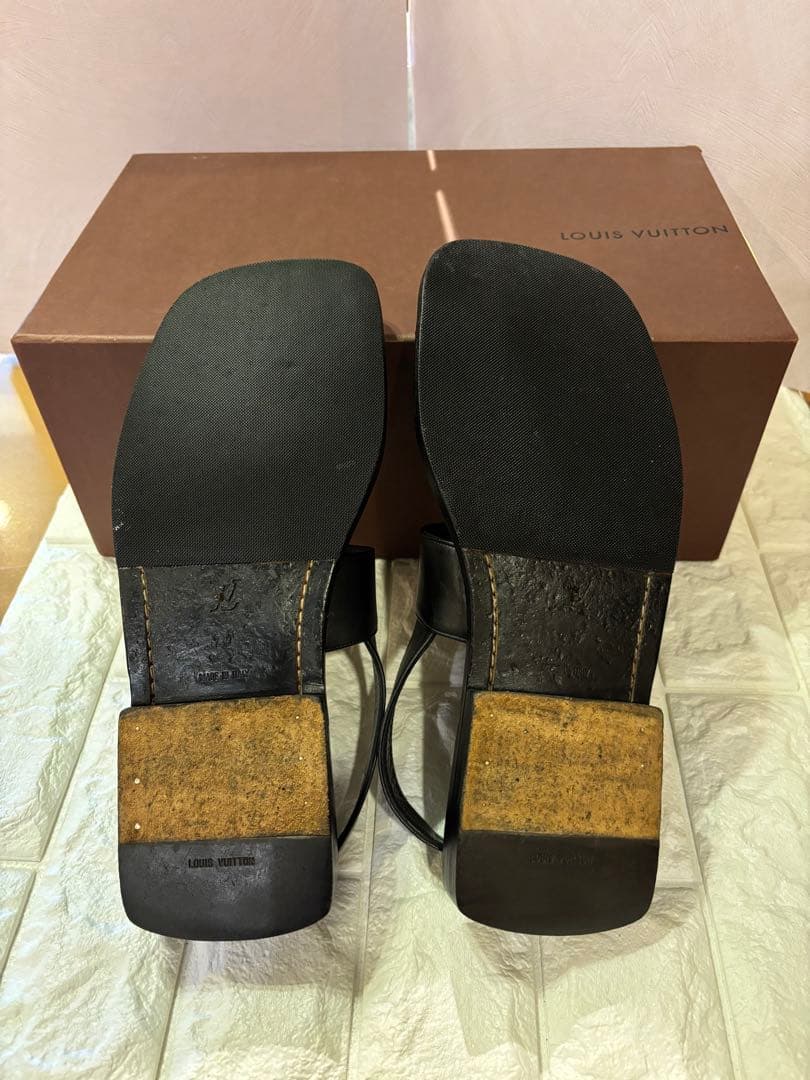 #美品LOUIS VUITTON ブラック レザー ストラップサンダル#26.5