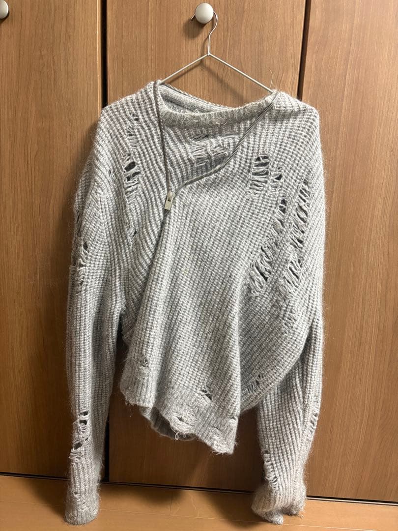 HELIOT EMIL DISTRESSED CARDIGAN グレー