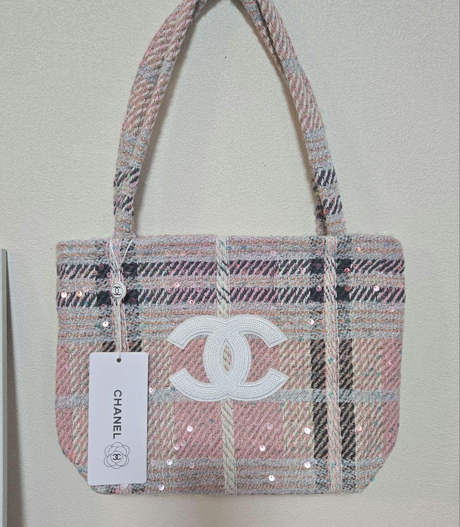 新品最安値 希少！CHANEL ノベルティ トートバッグ ピンク ツイード