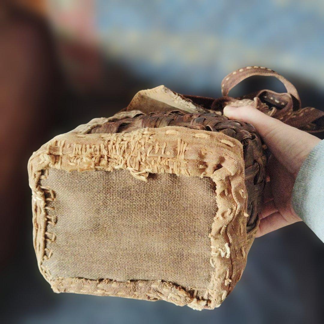 作家もの　山葡萄と柿渋古布のショルダー