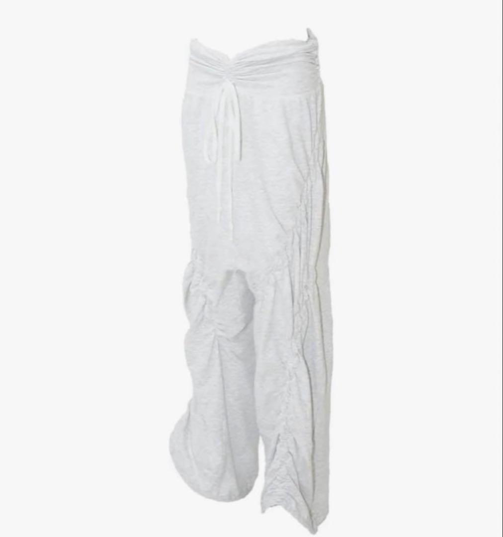 パンツ S ribbon smocking sweat pants wh mix