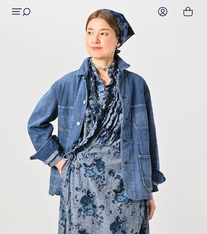 45rモンプデニムの908 4ポケットシャツ（インディゴ 淡）