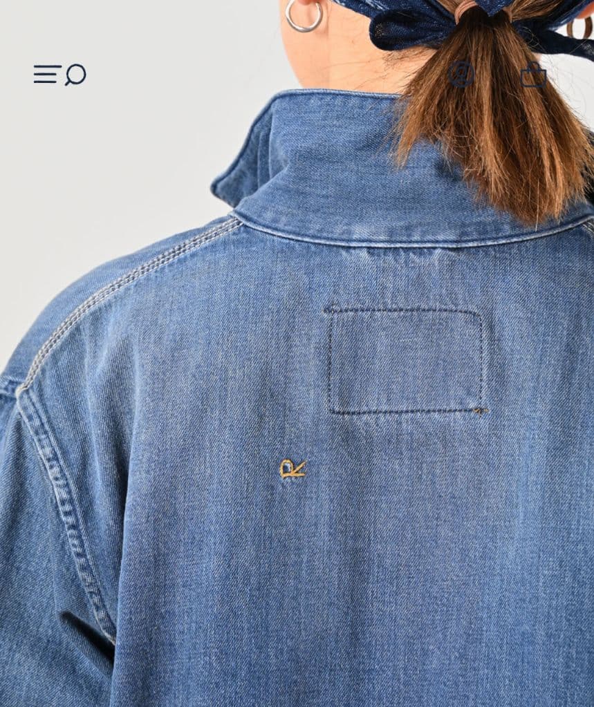 45rモンプデニムの908 4ポケットシャツ（インディゴ 淡）