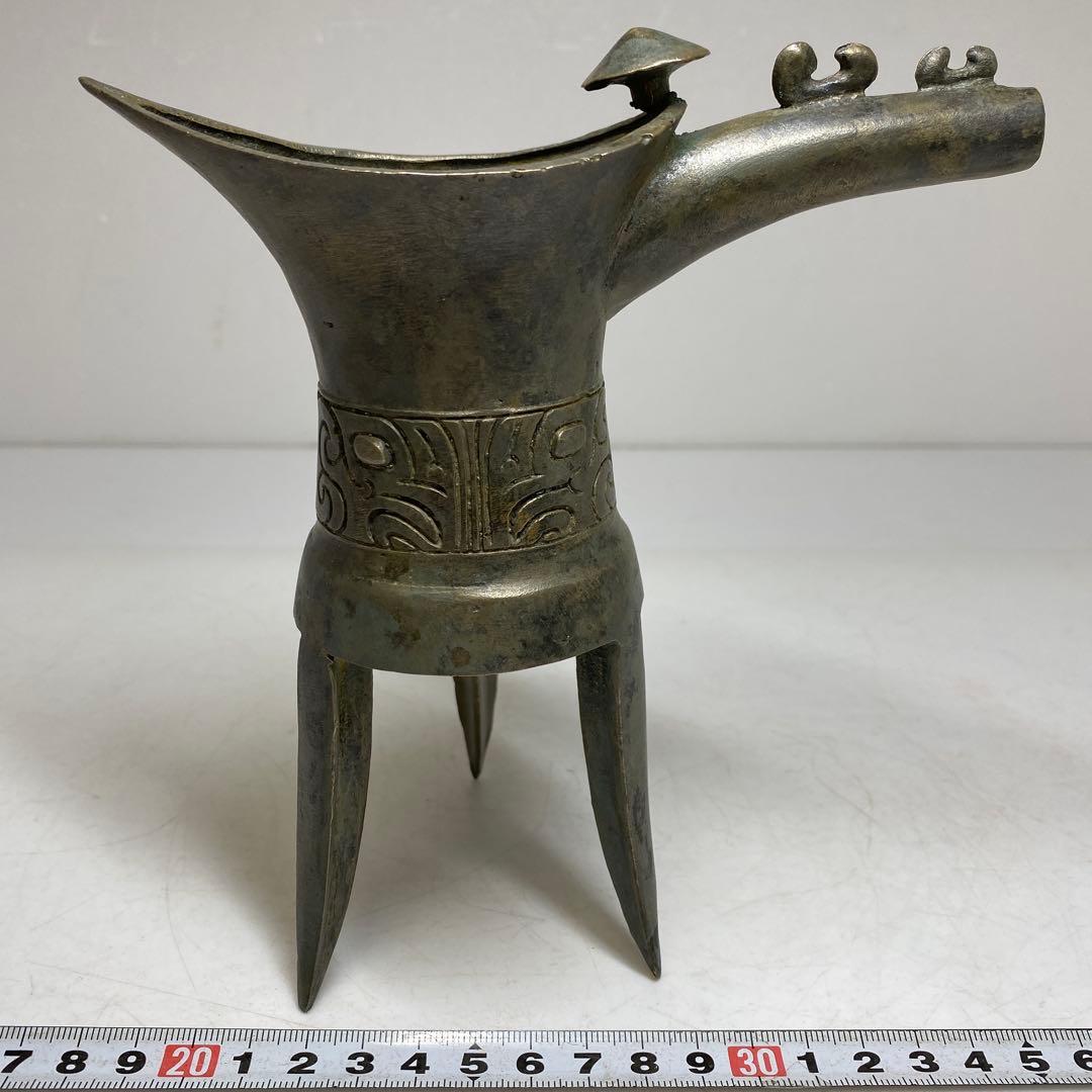 中国美術 古銅 しゃく 高さ約16cm 重さ430g タサオ 東T8-0206①