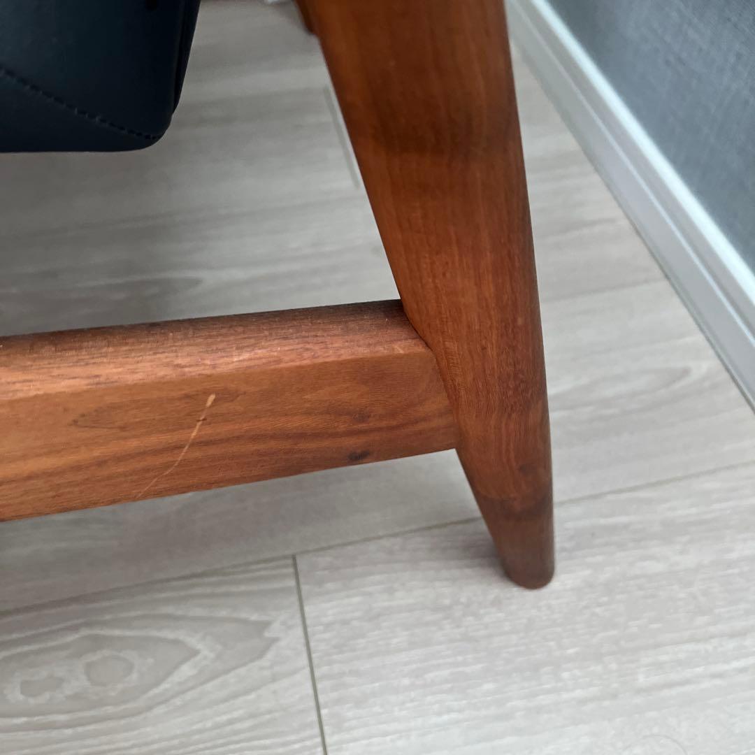 ミッドセンチュリー　ブラックレザー　1人掛けソファ　椅子