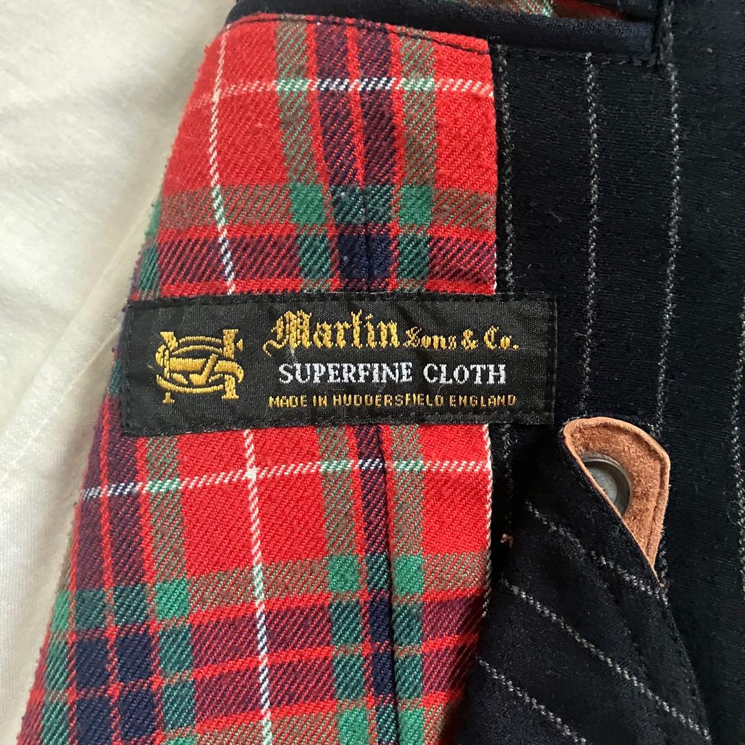 バラクータ　テーラードジャケット　エルボーパッチ　レザー　ストライプ　ネイビー