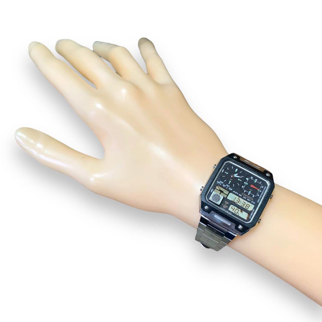 M415❀希少レア シチズン デジアナ TEMP 腕時計 デュアル タイム