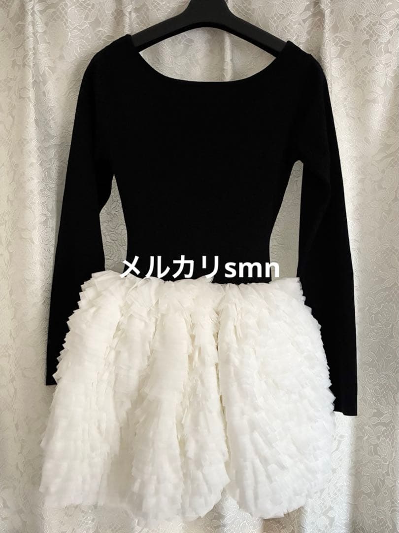 新品　eimy istoire ボリュームチュールフリルニットワンピース