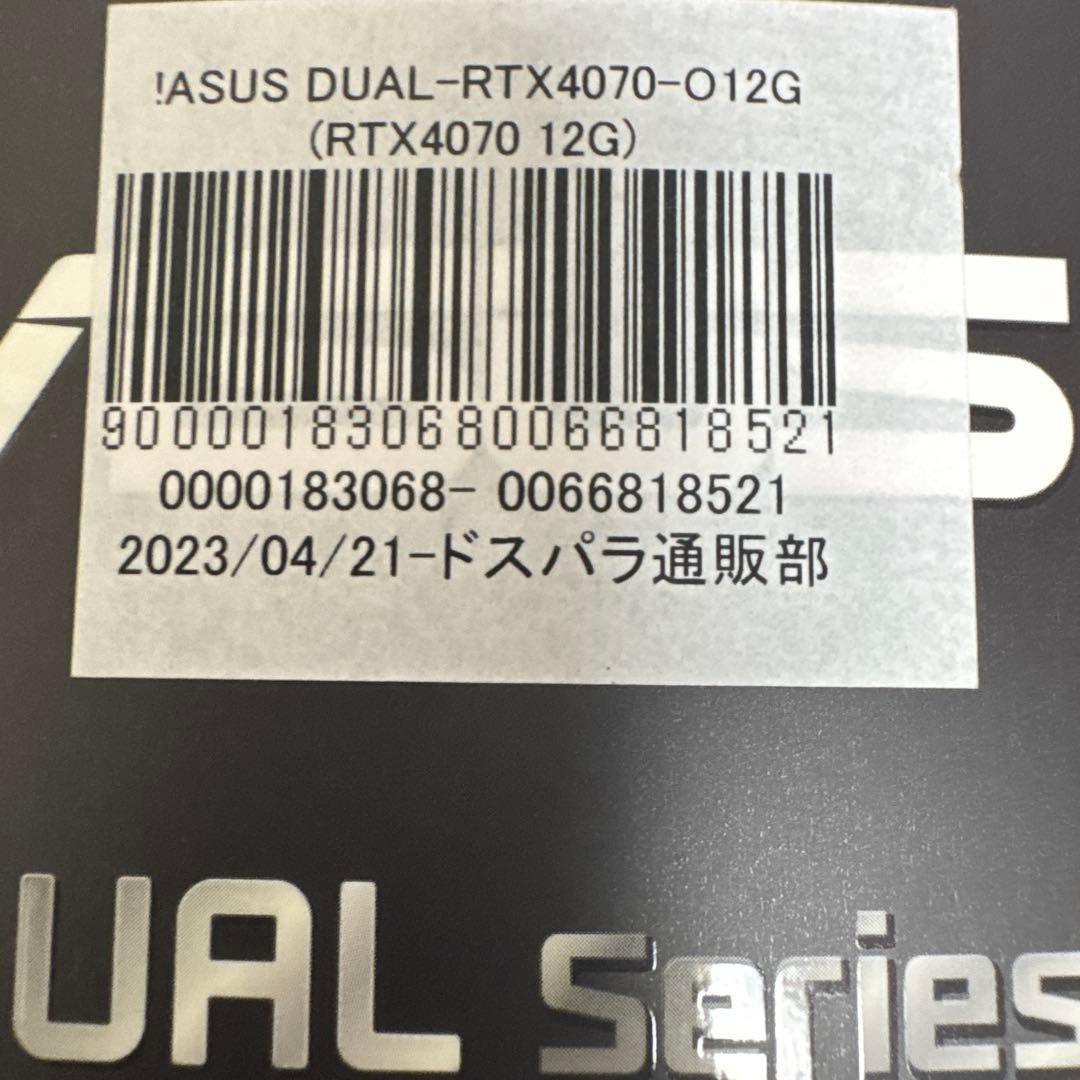 グラフィックボード・グラボ・ビデオカード ASUS GeForce RTX4070 Dual OC 12GB