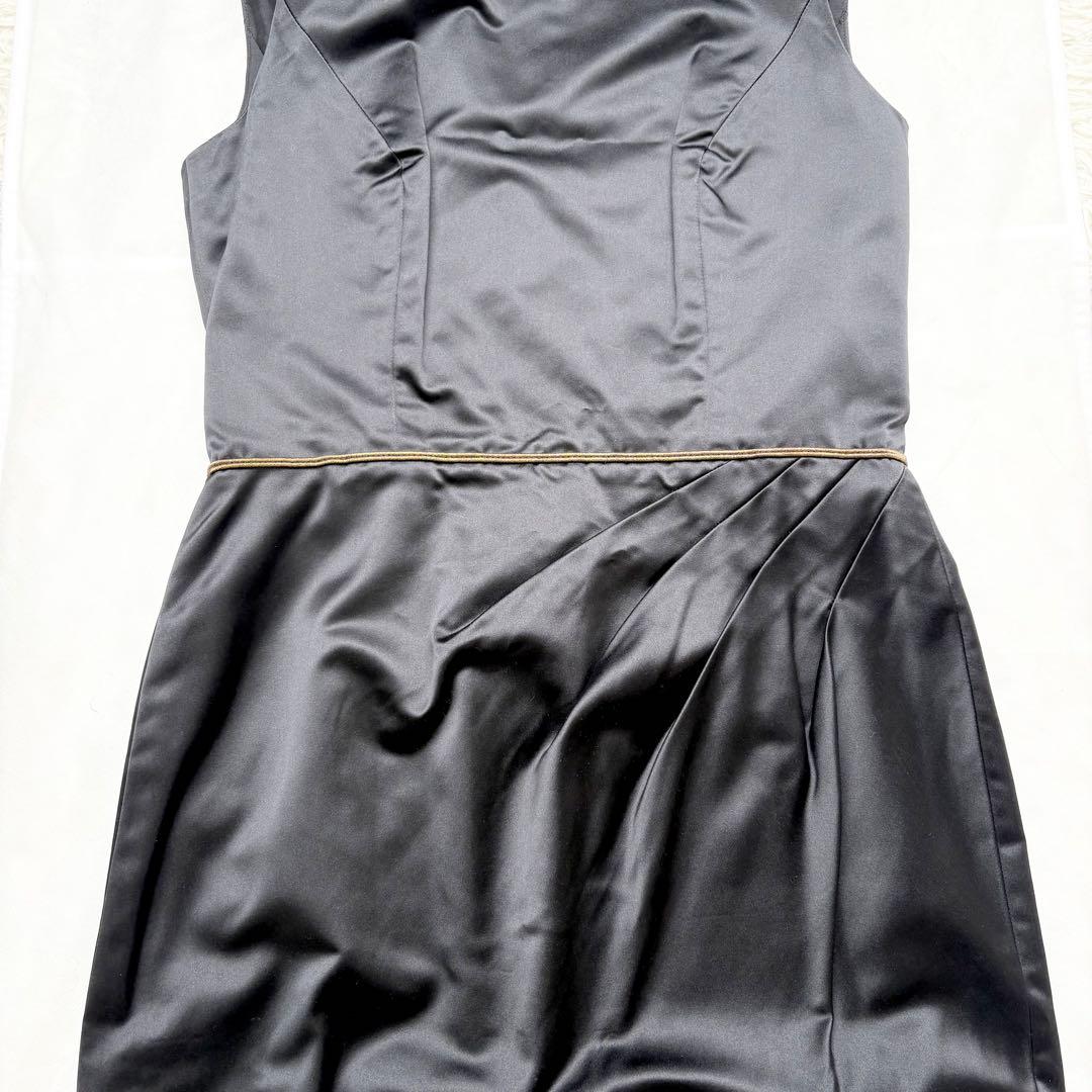 CHANEL シルクワンピース ノースリーブ グリポアボタン ココマーク 42