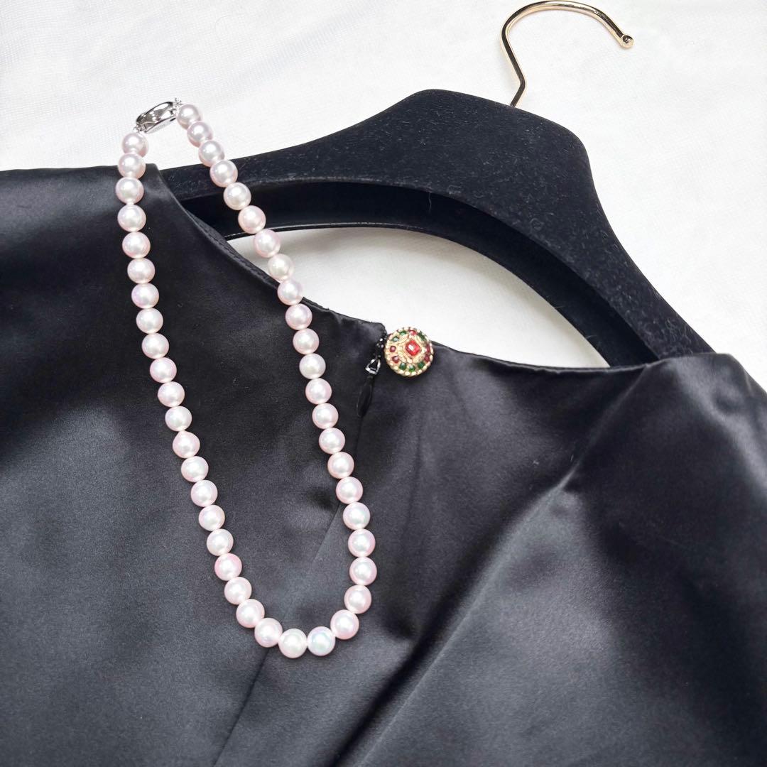 CHANEL シルクワンピース ノースリーブ グリポアボタン ココマーク 42