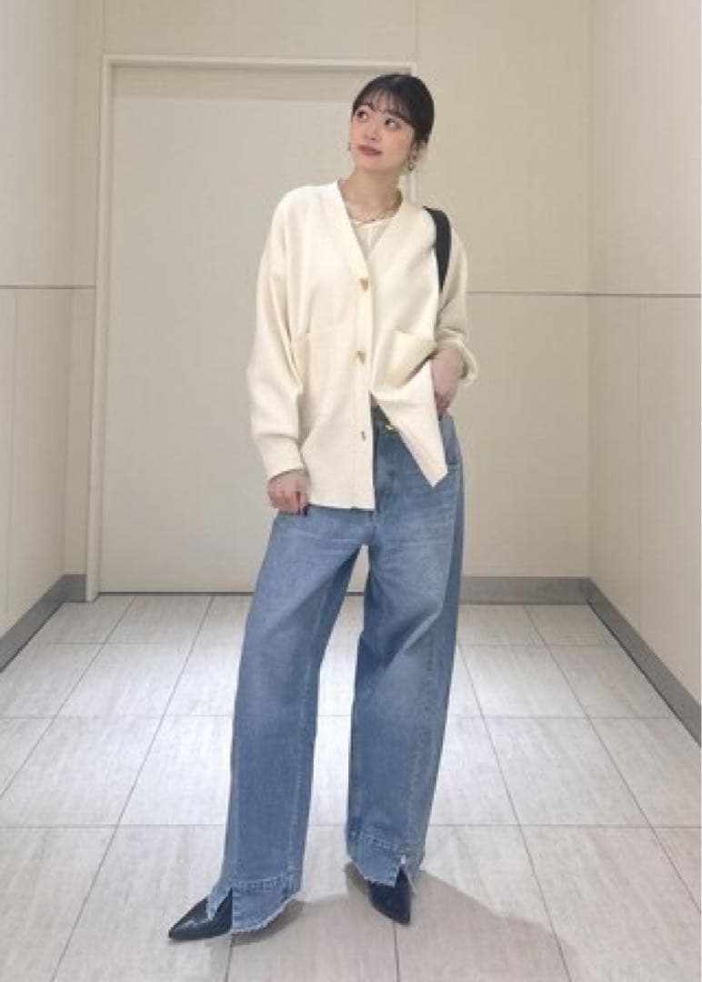 ADAM ET ROPÉ FEMME ハートボタンミドルカーディガン