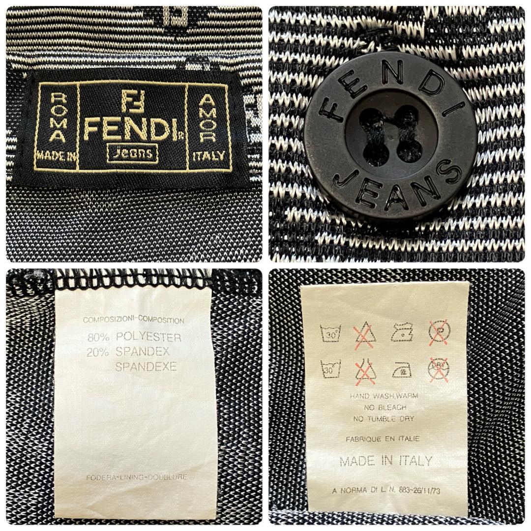 フェンディ 半袖 ポロシャツ 総柄 ヴィンテージ レディース イタリア製 M～L