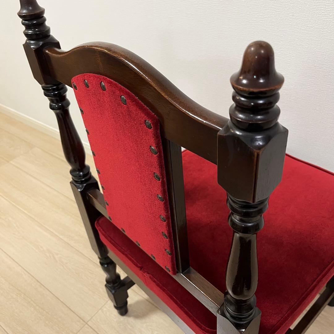 そ12【ヴィンテージ 鋲打ち椅子】高級感あるベルベット張り ダイニングチェア