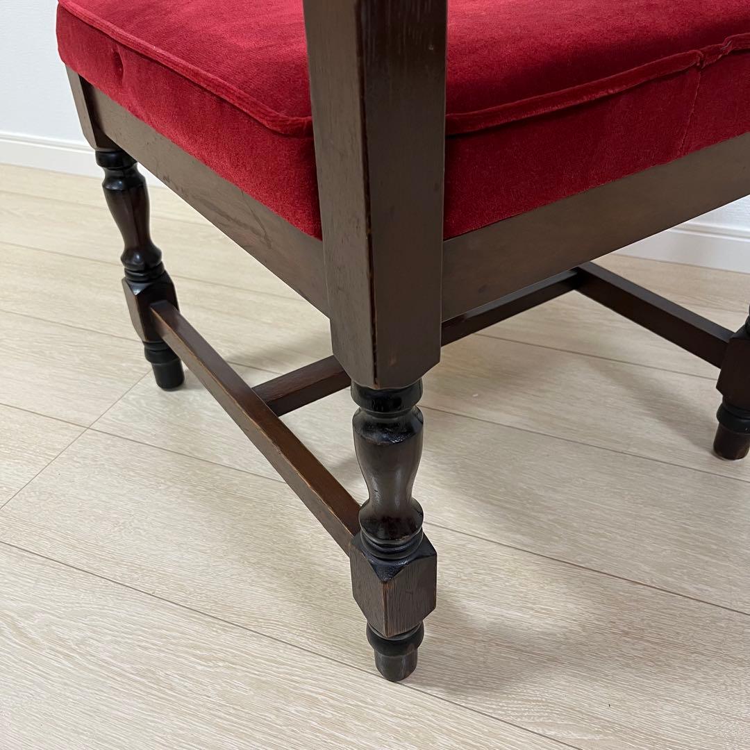 そ12【ヴィンテージ 鋲打ち椅子】高級感あるベルベット張り ダイニングチェア