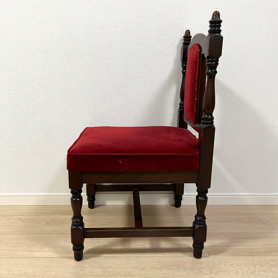 そ12【ヴィンテージ 鋲打ち椅子】高級感あるベルベット張り ダイニングチェア