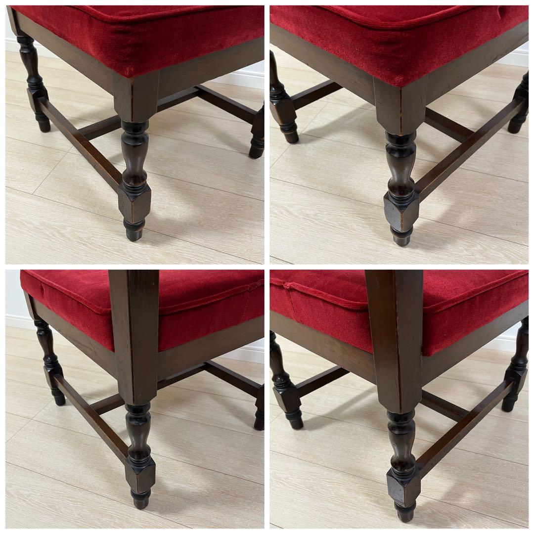 そ12【ヴィンテージ 鋲打ち椅子】高級感あるベルベット張り ダイニングチェア