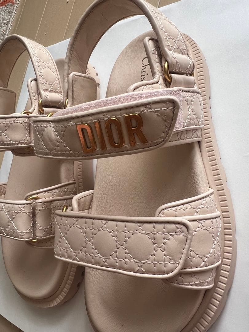 Dior カナージュキルティング Dioract サンダル ピンク