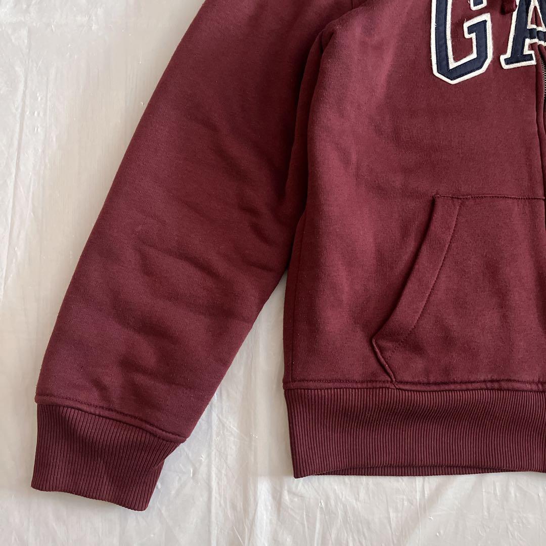 GAP フルジップパーカー　フーディー　裏ボア　ロゴ　ワインレッド　y2k