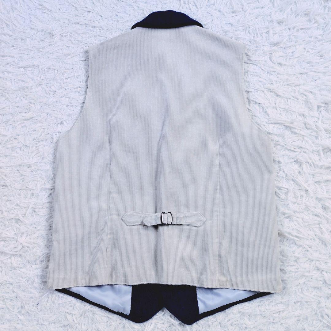 [お洒落]ハリスツイード　ミツミネ　ベスト　 濃紺　くるみボタン　コーデュロイ