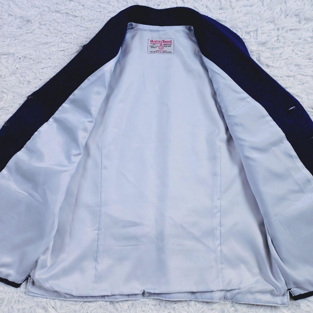 [お洒落]ハリスツイード　ミツミネ　ベスト　 濃紺　くるみボタン　コーデュロイ