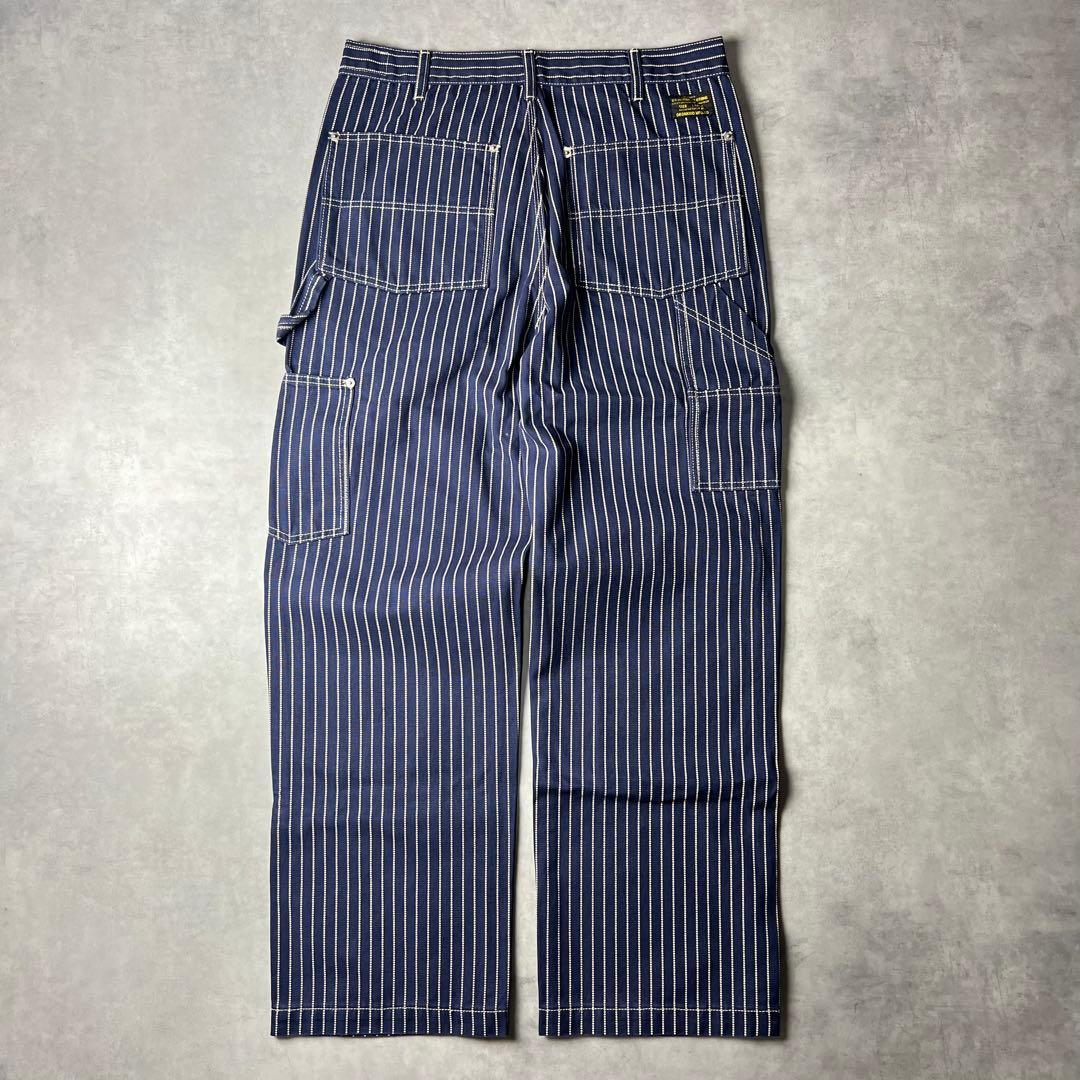 ✅新品　ウォバッシュ　ストライプ　ダブルニー　パンツ　インディゴ　濃紺　XL