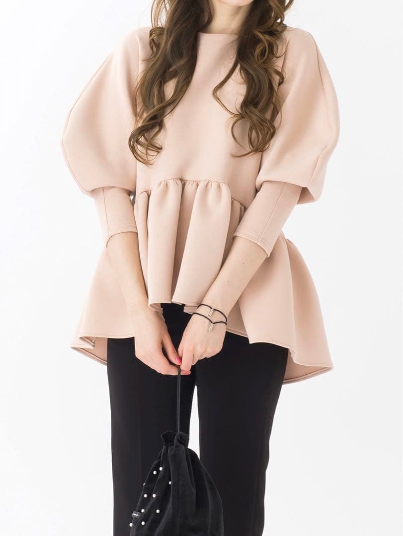 ツルバイマリコオイカワ Kirill キリル ペプラム トップス ピンクベージュ