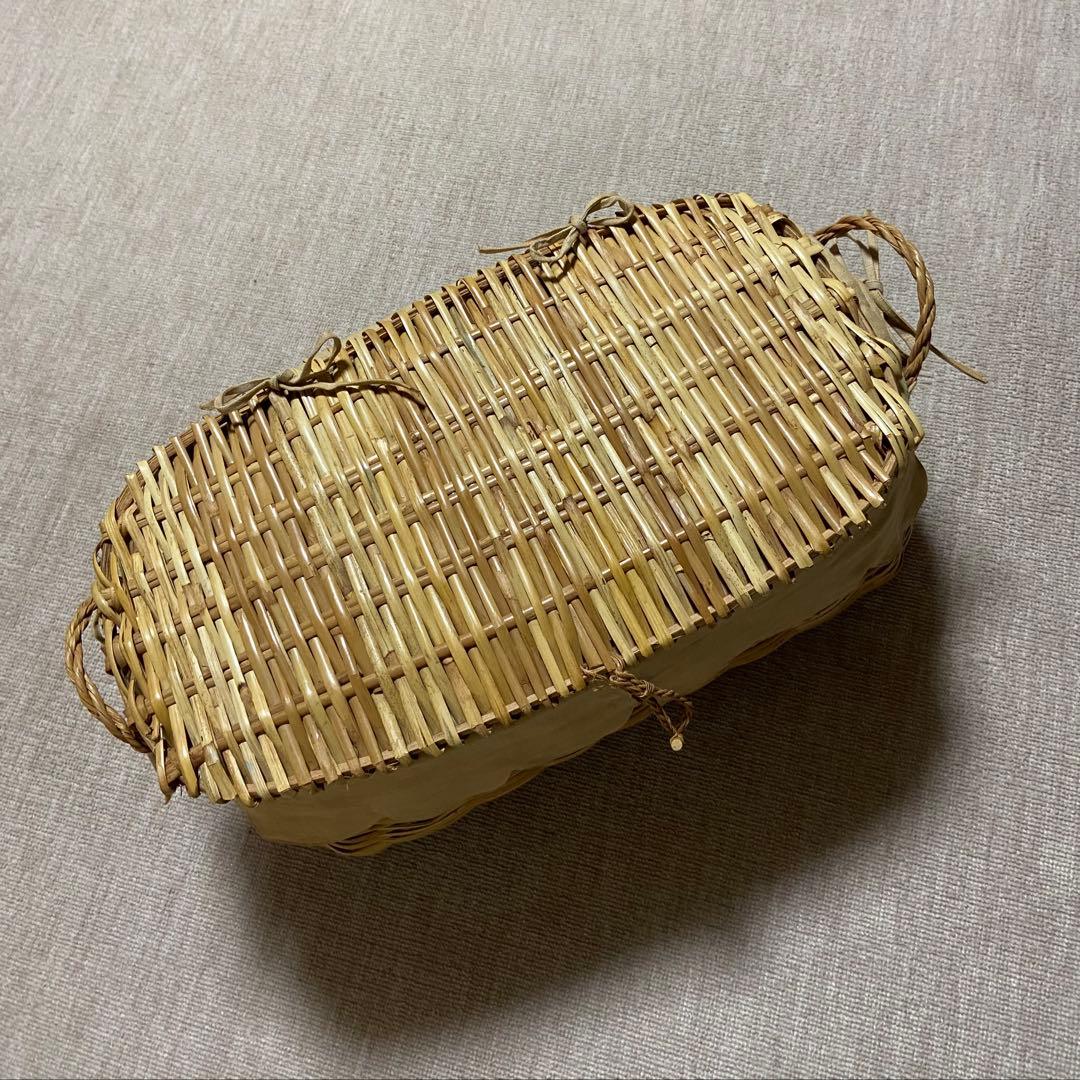 【美品 高級 籐バスケット布カバー付きLサイズ】