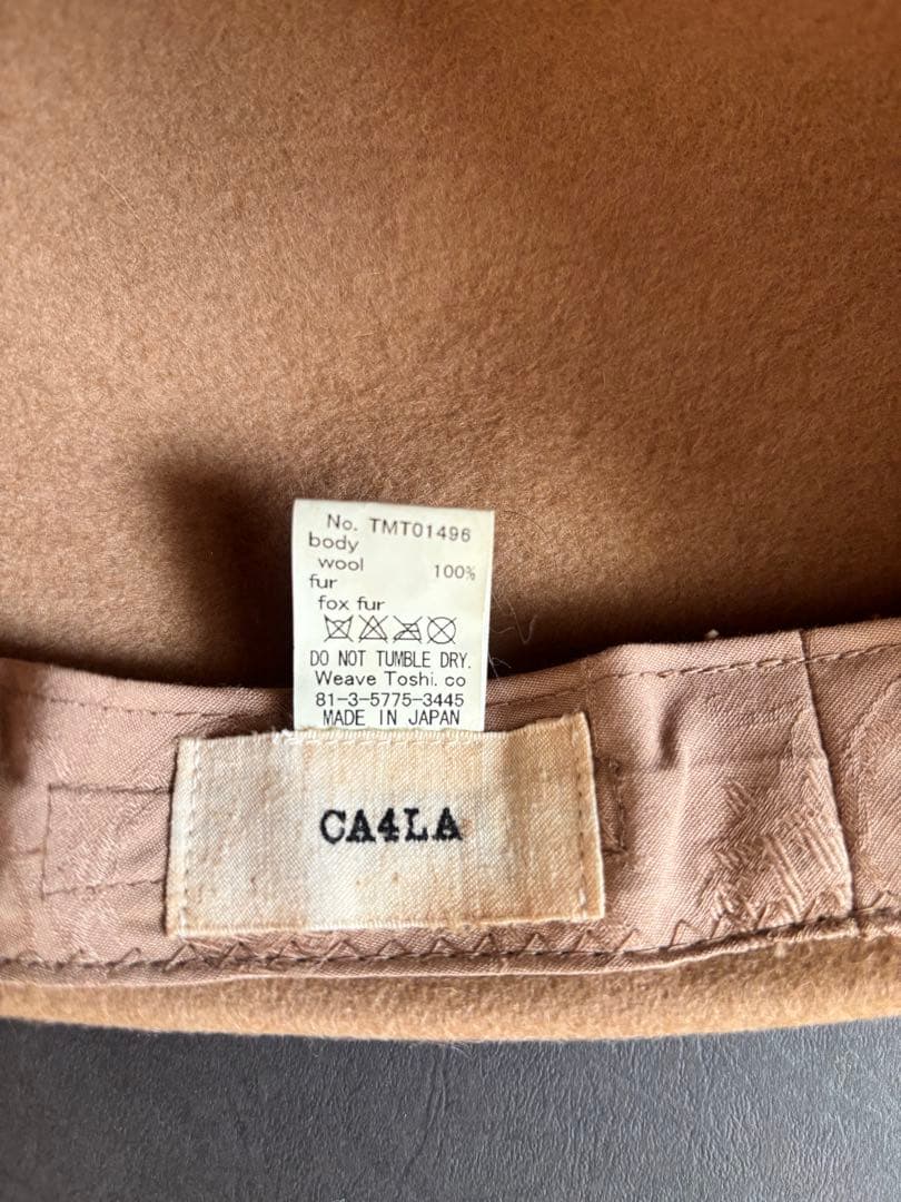 美品【即納】CA4LA ベージュ ウールキャスケット フォックスファー キャップ