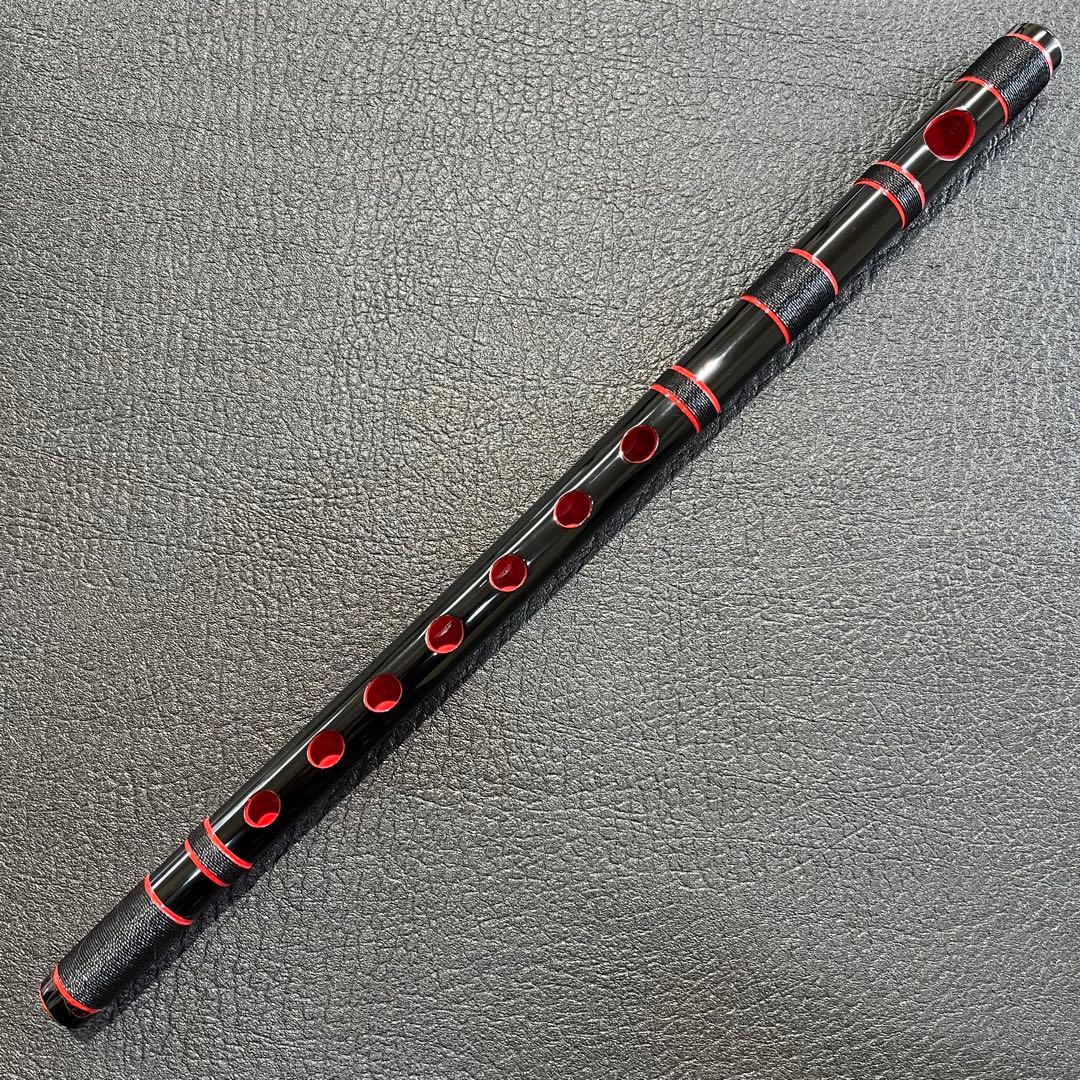 秋祭り！ 黒×黒糸×赤縁取り 篠笛 古典調 七孔七本調子 横笛 祭り お囃子