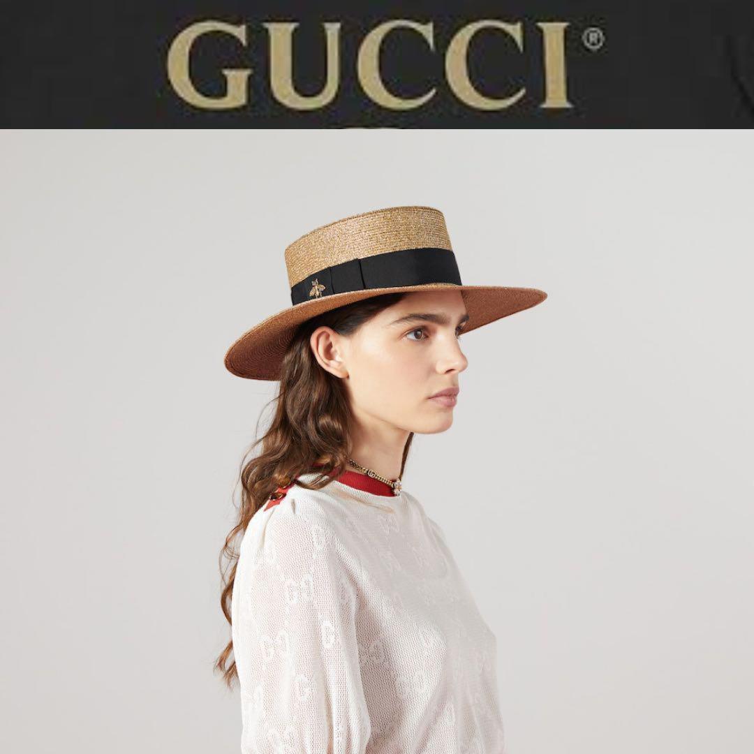 【新品】GUCCI グッチ ラメ ファブリック パピエ ハット ビー ゴールド