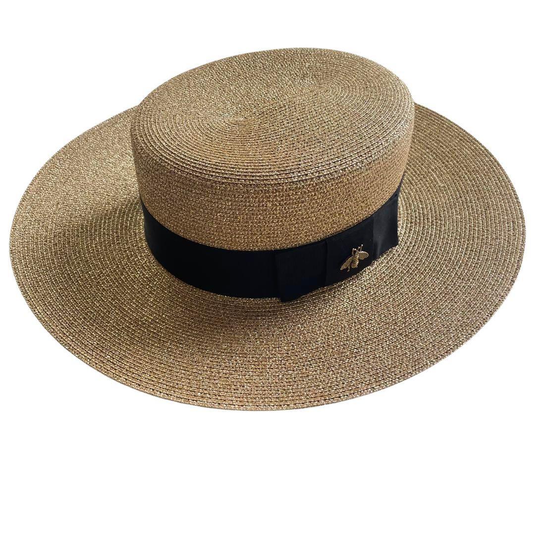 【新品】GUCCI グッチ ラメ ファブリック パピエ ハット ビー ゴールド