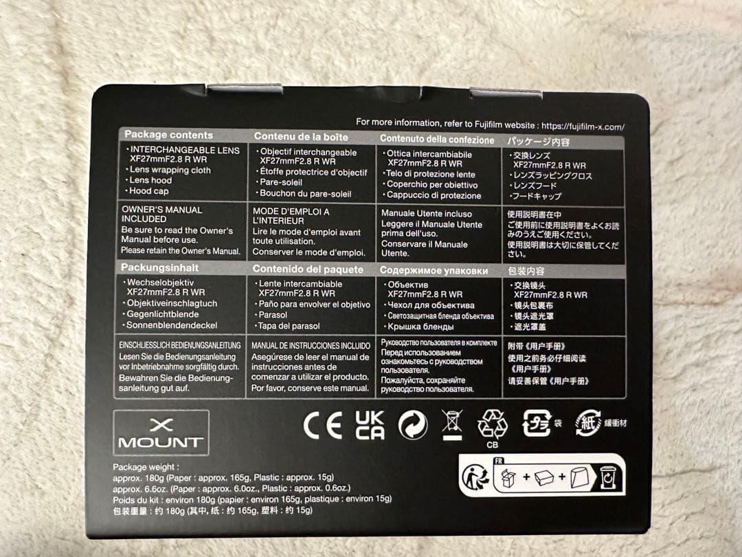 FUJIFILM XF27mm F2.8 R WR レンズ