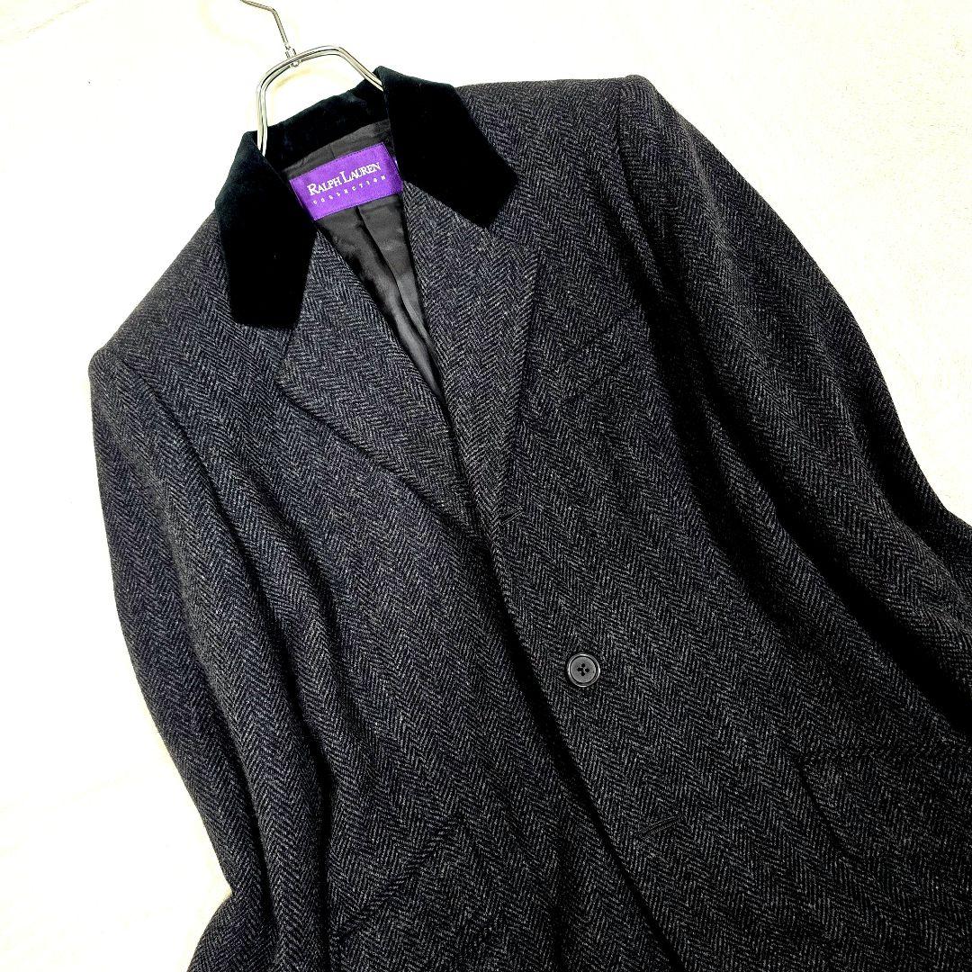 極美品 ラルフローレンコレクション テーラードジャケット ヘリンボーン 襟ベロア