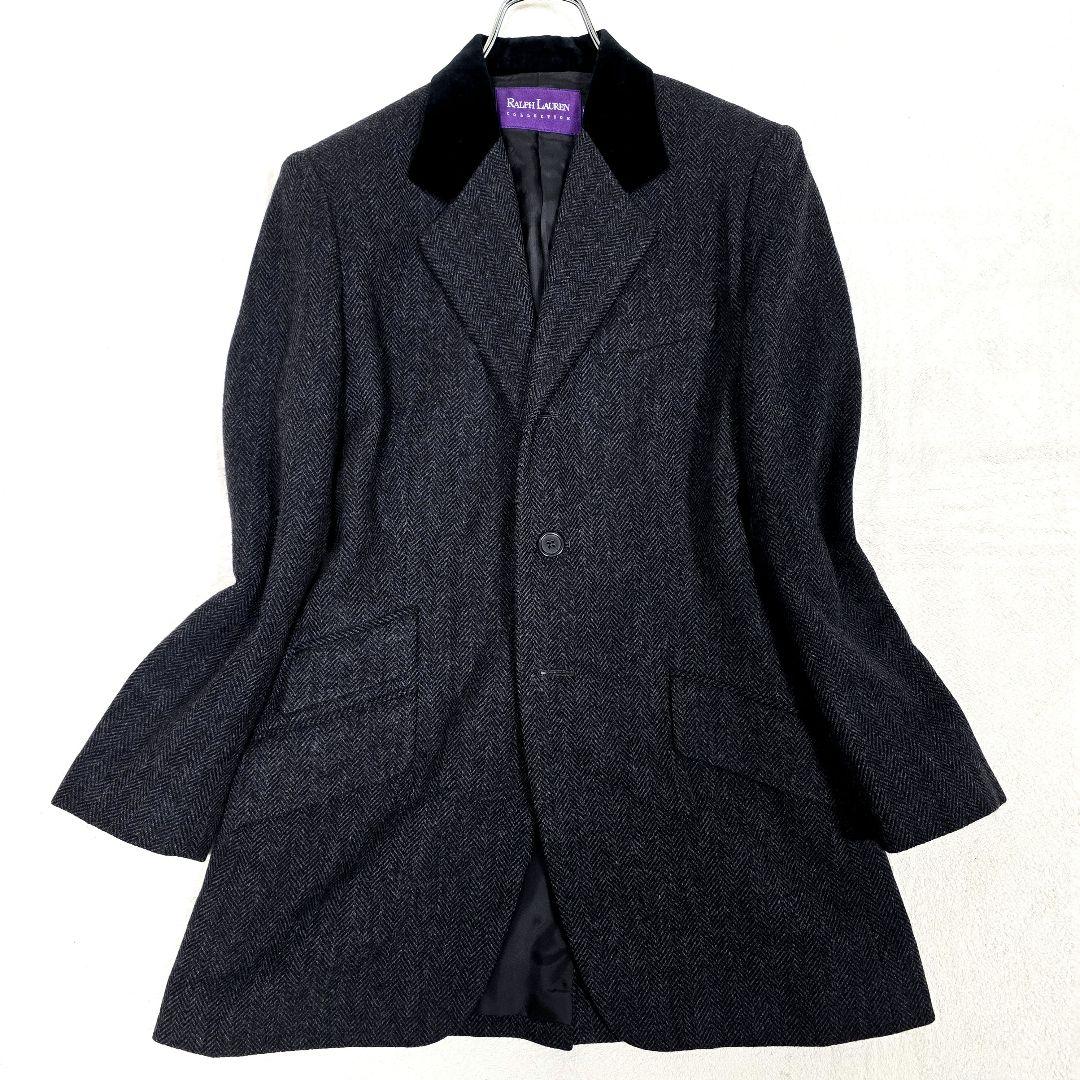 極美品 ラルフローレンコレクション テーラードジャケット ヘリンボーン 襟ベロア